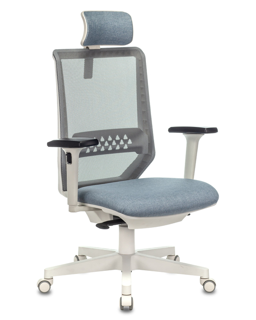 Кресло руководителя Бюрократ EXPERT серый сиденье голубой 38-405 сетка/ткань с подголов. крестовина