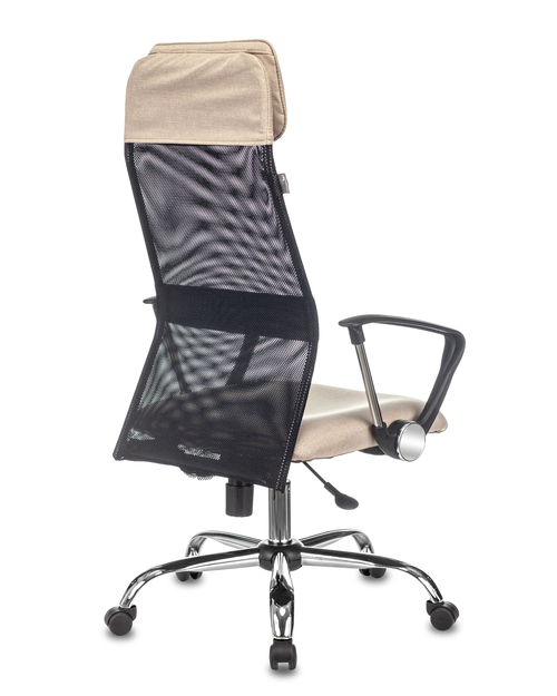 Кресло руководителя Бюрократ KB-6N черный TW-01 сиденье бежевый 38-402 сетка/ткань с подголов. крестовина металл хром