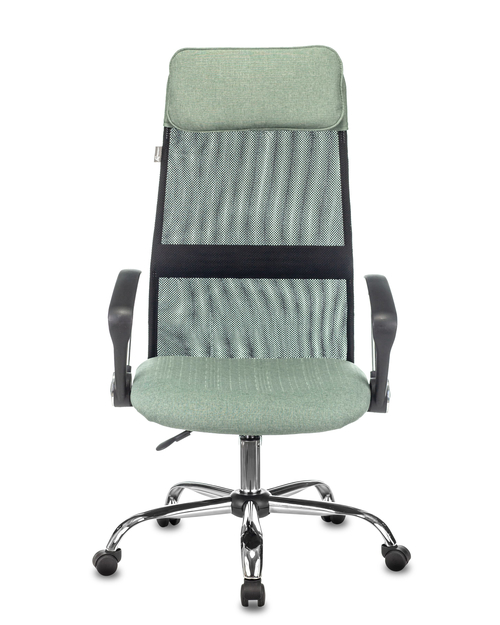 Кресло руководителя Бюрократ KB-6N черный TW-01 сиденье зеленый 38-407 сетка/ткань с подголов. крестовина металл хром