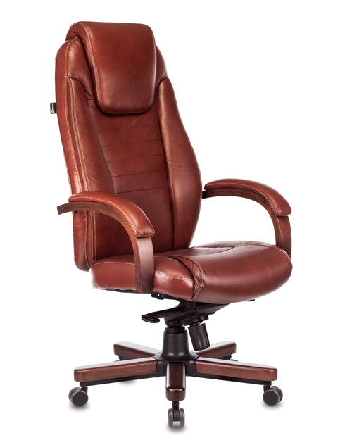 Кресло руководителя Бюрократ T-9923WALNUT светло-коричневый Leather Eichel кожа крестовина металл/дерево