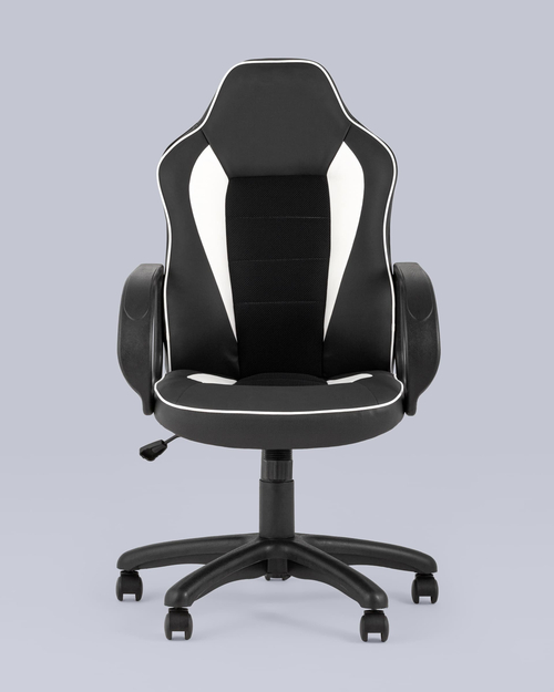 Кресло компьютерное игровое Кратос экокожа черный/белый