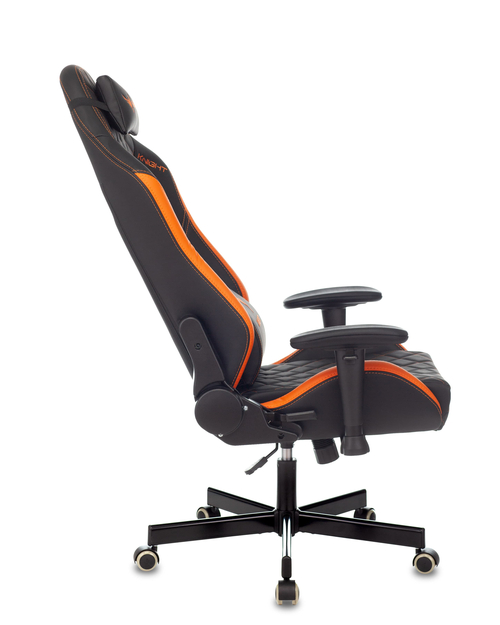 Кресло игровое Knight EXPLORE черный/оранжевый ромбик эко.кожа с подголов. крестовина металл