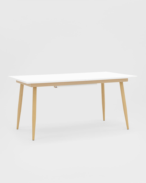 Обеденная группа стол Стокгольм 160-220*90, 6 cтульев Лион велюр розовый