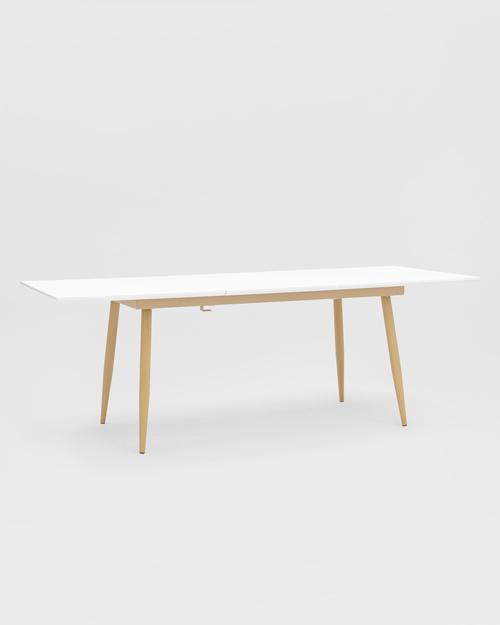 Обеденная группа стол Стокгольм 160-220*90, 6 cтульев Лион велюр красный