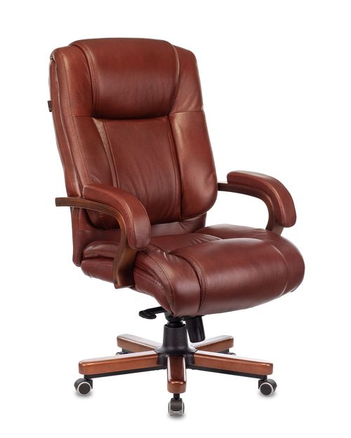 Кресло руководителя Бюрократ T-9925WALNUT светло-коричневый Leather Eichel кожа крестовина металл/дерево