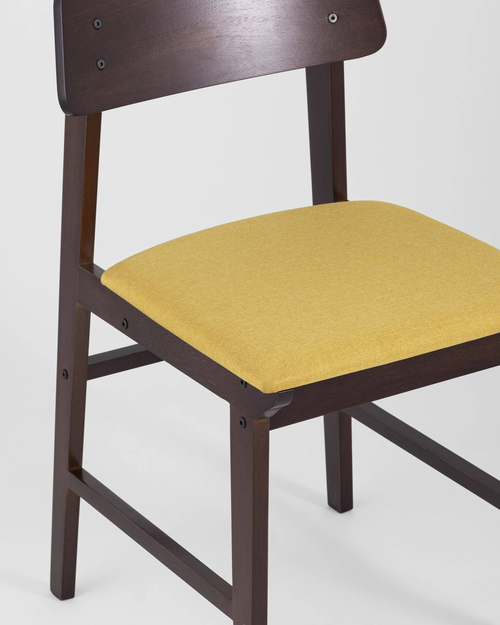 Обеденная группа стол GUDI 120*75 эспрессо, стулья ODEN желтые 4 шт.