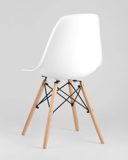 Обеденная группа стол Tulip D90 белый, стулья Eames Style DSW белые 4 шт.