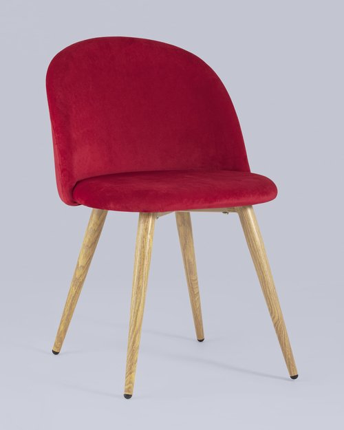 Обеденная группа стол Стокгольм 120-160*80, 4 стула Лион велюр красный