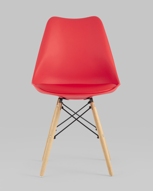 Обеденная группа стол Eames DSW D90, 4 стула Eames Soft красный