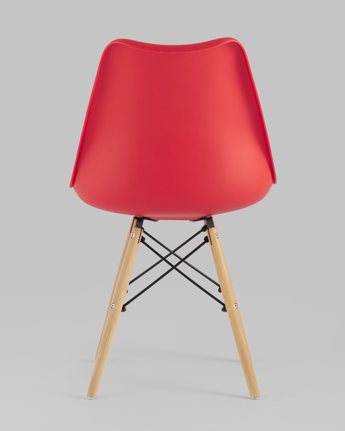Обеденная группа стол Eames DSW D90, 4 стула Eames Soft красный