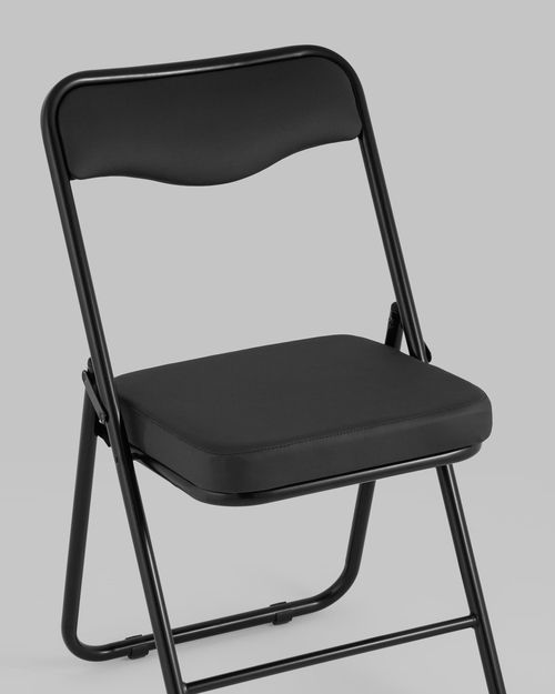 Складной стул Джонни экокожа черный каркас черный матовый
