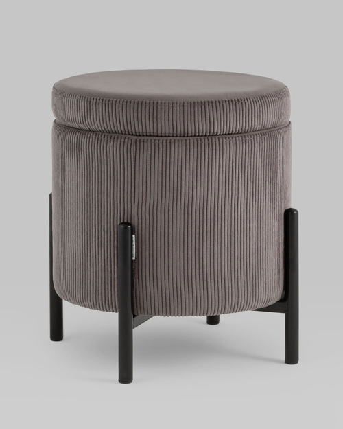 Пуф Дали с ящиком велюр коричневый на черных ножках