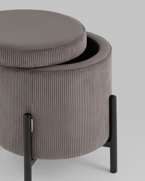 Пуф Дали с ящиком велюр коричневый на черных ножках