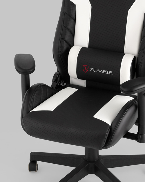 Кресло игровое Zombie Thunder 3X черный/белый эко.кожа крестовина пластик