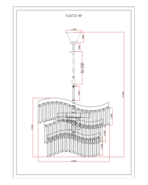 Люстра подвесная Moderli V10773-8P Wave