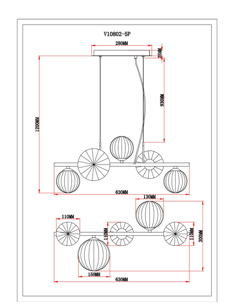 Светильник подвесной Moderli V10802-5P Renny