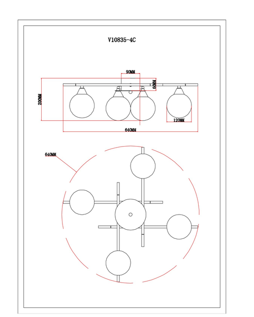 Светильник потолочный Moderli V10835-4C Molecule