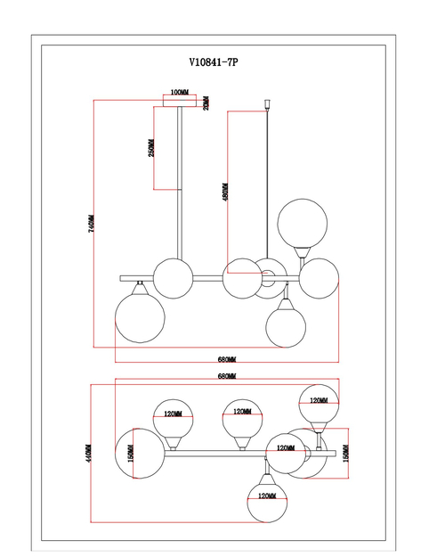 Светильник подвесной Moderli V10841-7P Molecule