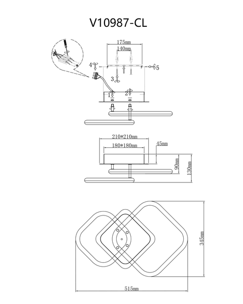 Светильник потолочный светодиодный Moderli V10987-CL Lighty