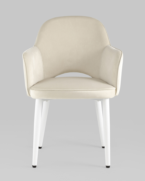 Стул Венера велюр кремовый ножки белые 2 шт