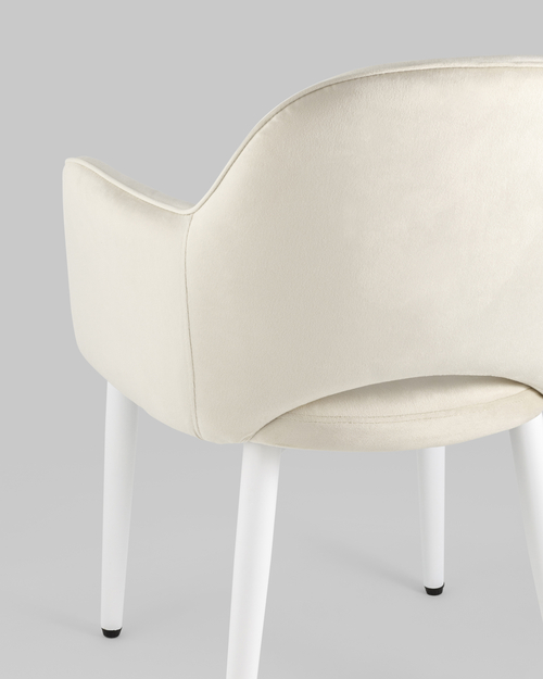 Стул Венера велюр кремовый ножки белые 2 шт