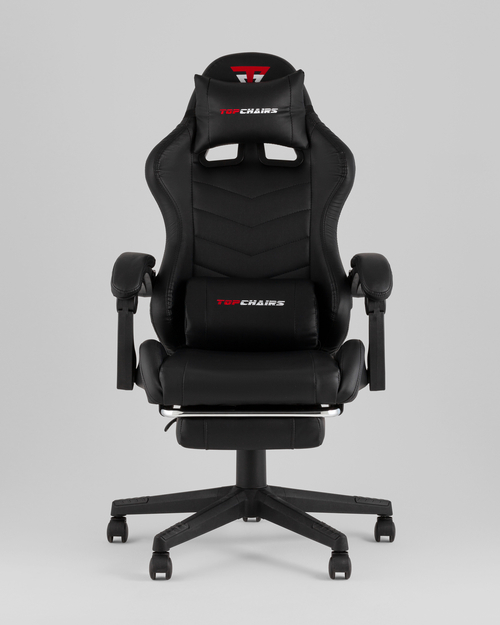 Кресло спортивное TopChairs Prophet с оттоманкой черный