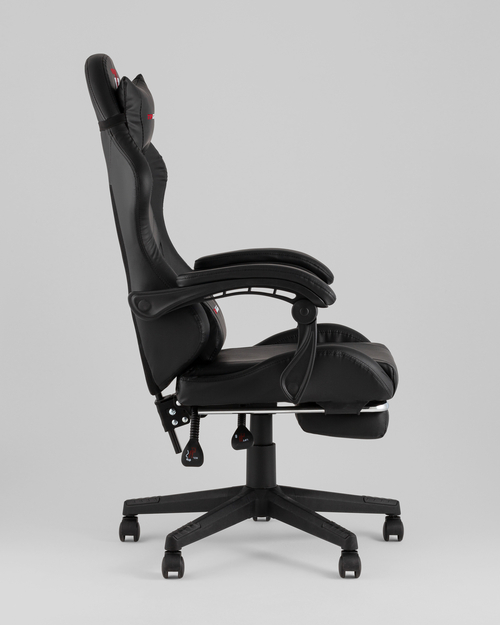 Кресло спортивное TopChairs Prophet с оттоманкой черный