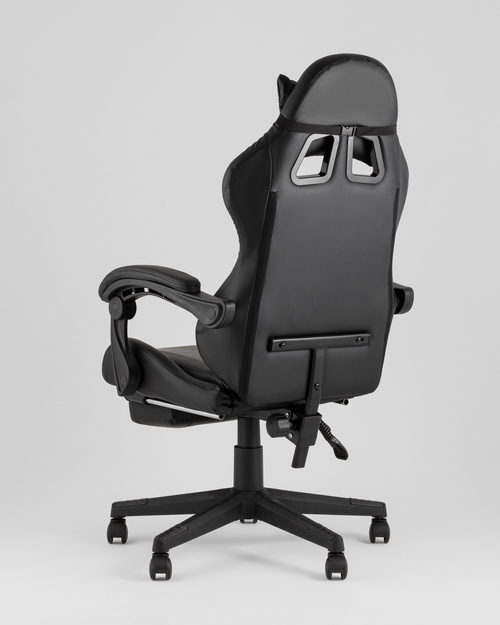 Кресло спортивное TopChairs Prophet с оттоманкой черный
