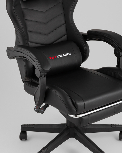 Кресло спортивное TopChairs Prophet с оттоманкой черный