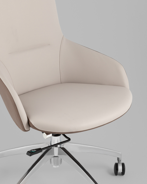 Кресло офисное TopChairs Soulo светло-серый, коричневый
