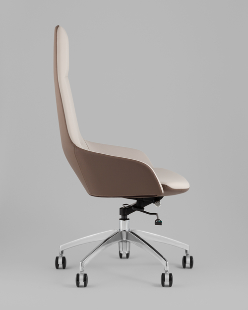 Кресло руководителя TopChairs Soulo светло-серый, коричневый