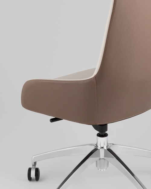 Кресло руководителя TopChairs Soulo светло-серый, коричневый
