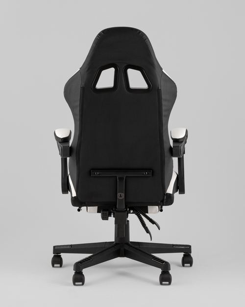 Кресло спортивное TopChairs Prophet с оттоманкой черно-белый