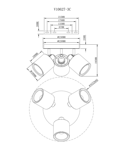 Светильник потолочный Moderli V10627-3C Room