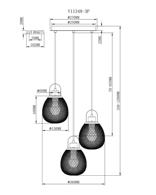 Светильник подвесной Moderli V11348-3P Campo