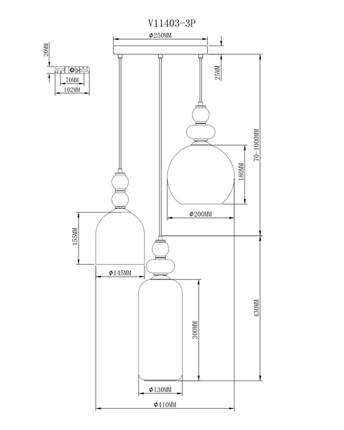 Светильник подвесной Moderli V11403-3P Tamina
