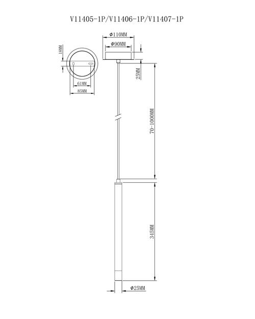 Светильник подвесной Moderli V11405-1P Stick