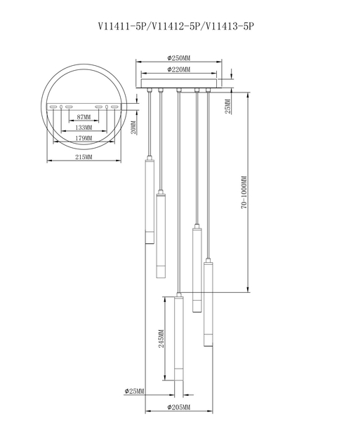 Светильник подвесной Moderli V11413-5P Stick