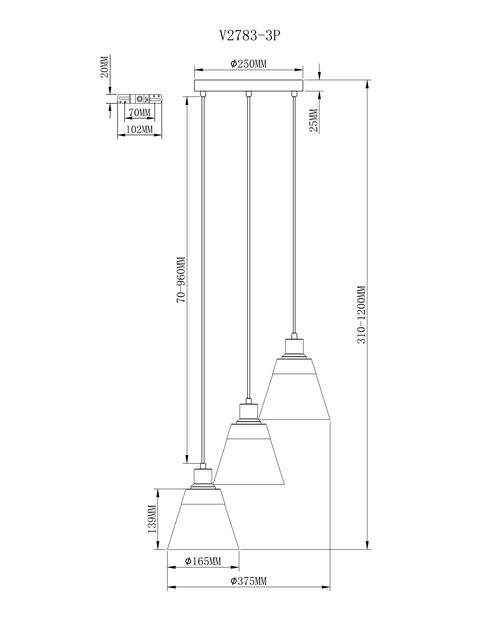 Подвесной светильник Moderli V2783-3P Brizzi