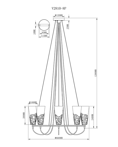 Люстра подвесная Moderli V2810-8P Valeria