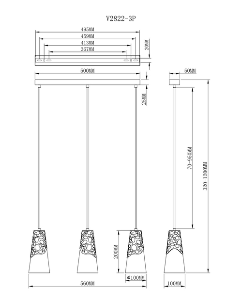 Подвесной светильник Moderli V2822-3P Natali