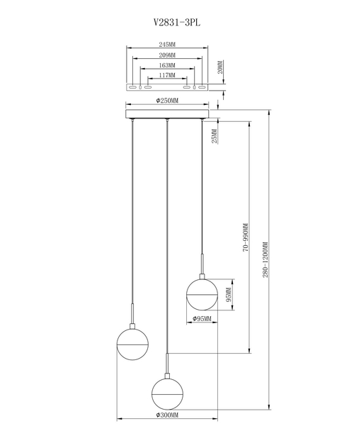 Подвесной светильник Moderli V2831-3PL Renata