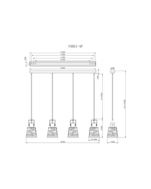 Подвесной светильник Moderli V3021-4P Ekaterina