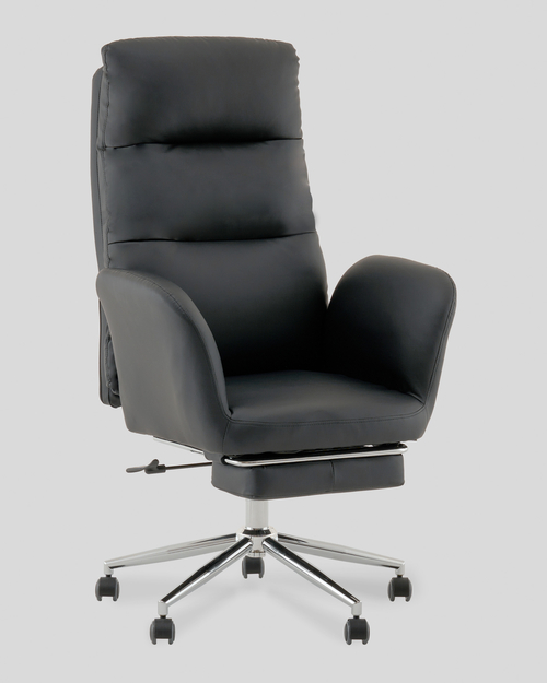 Кресло руководителя TopChairs Solid с оттоманкой черный