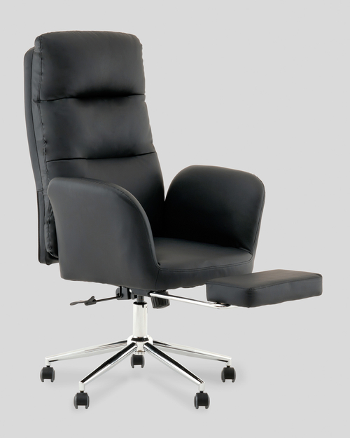 Кресло руководителя TopChairs Solid с оттоманкой черный