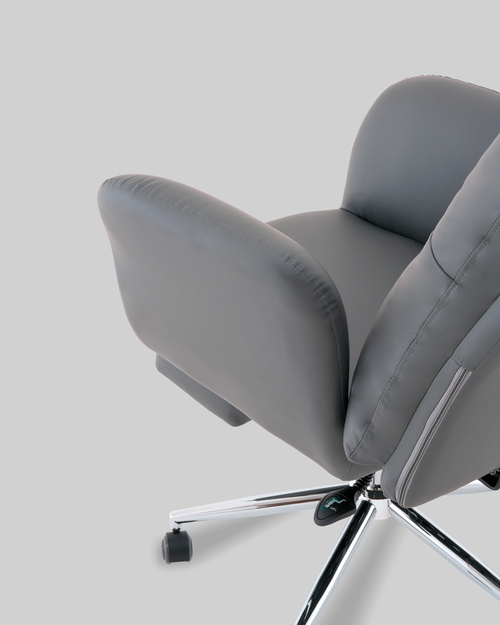 Кресло руководителя TopChairs Solid с оттоманкой серый