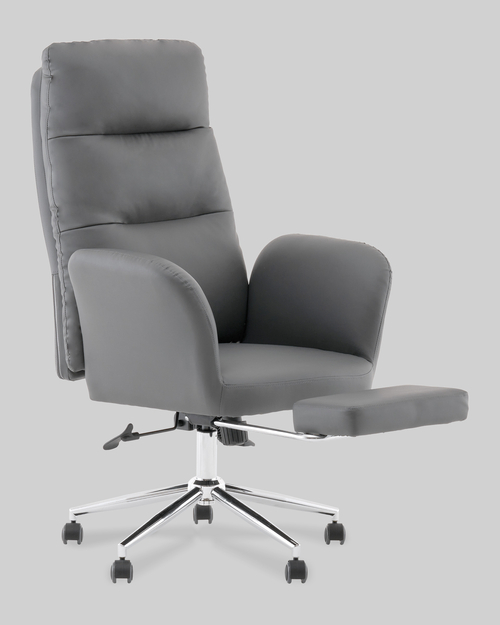 Кресло руководителя TopChairs Solid с оттоманкой серый