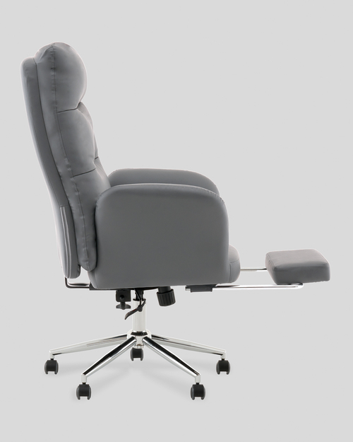 Кресло руководителя TopChairs Solid с оттоманкой серый