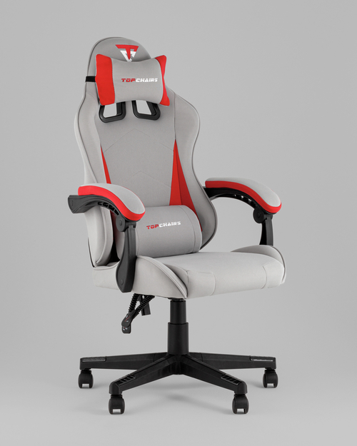 Кресло спортивное TopChairs Phantom ткань серо-красный