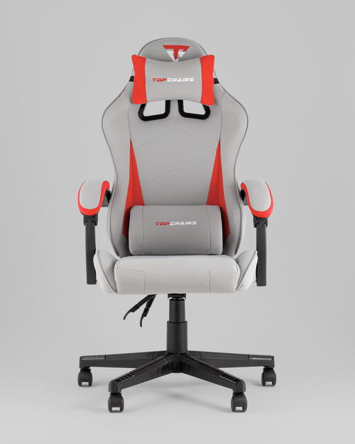 Кресло спортивное TopChairs Phantom ткань серо-красный